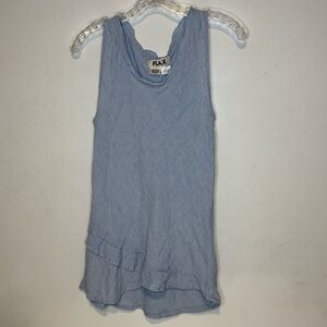 FLAX 100% Linen Blue Ruffle Hem Tank fits XS-S best